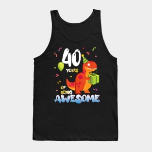 40th Birthday Dinosaur Dino Lover Themed 40 Year Tank Top